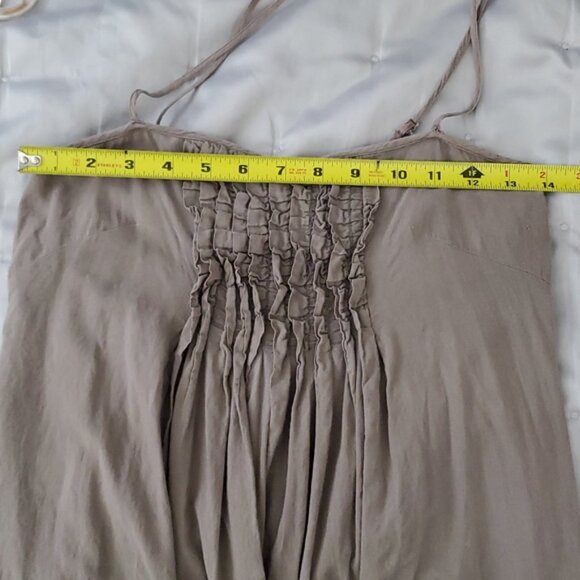 Gap Vintage Sandy Taupe Drop Waist Pleated Strappy Midi Dress - Picture 16 of 16